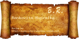 Benkovits Ruszalka névjegykártya